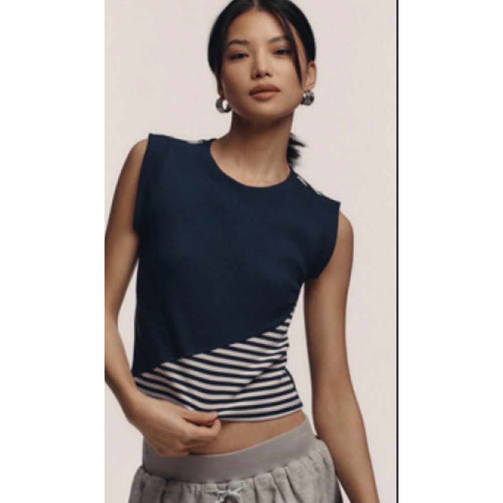 Maeve Anthropologie Fisherman Granola Preppy Striped Colorblock Ribbed Tee Small